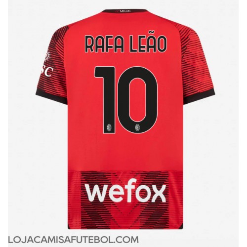 Camisa de Futebol AC Milan Rafael Leao #10 Equipamento Principal 2023-24 Manga Curta